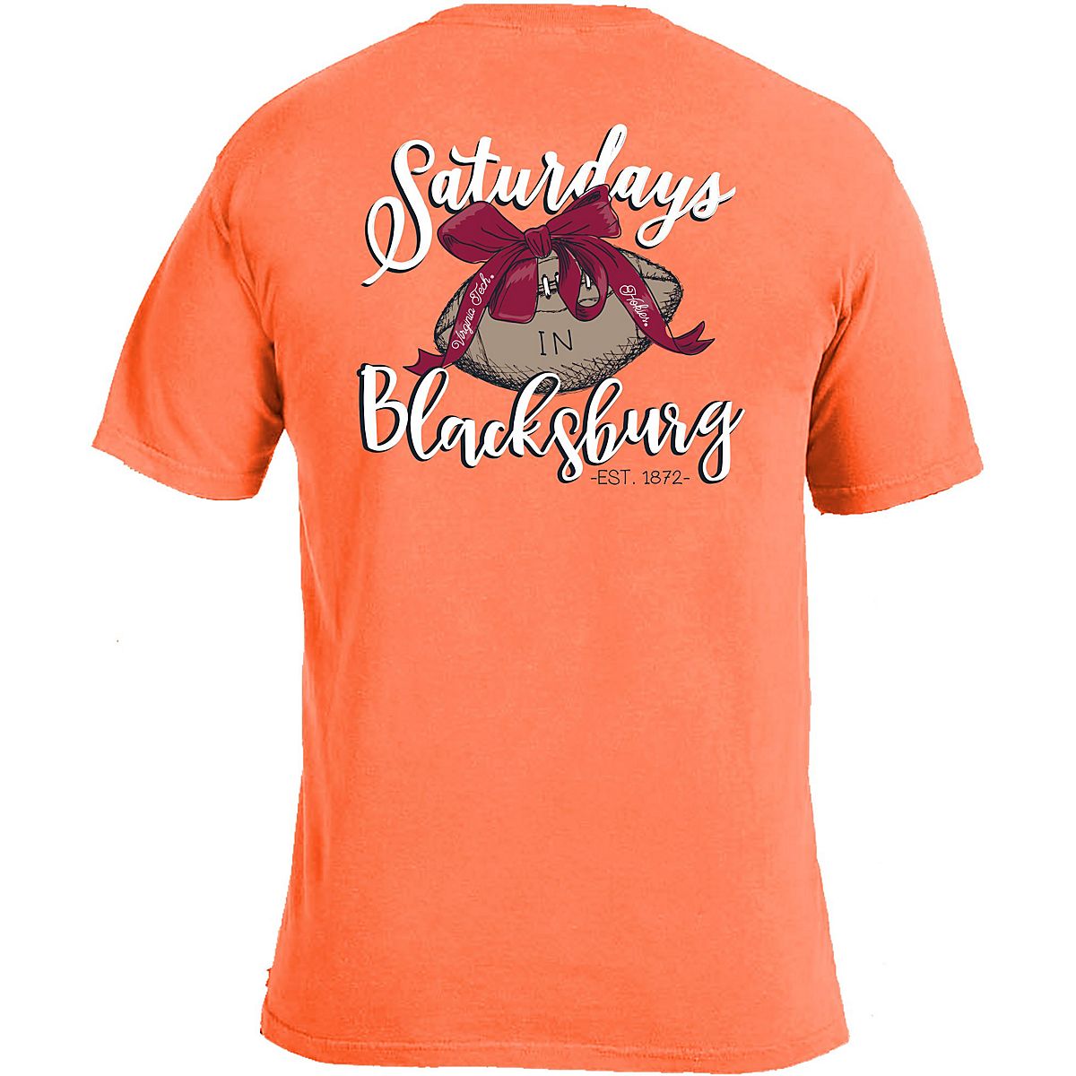 Image One Women's Virginia Tech Comfort Color Laces & Bows Tshirt