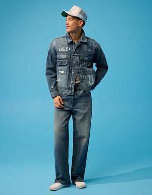 AE | Smiley® Denim Trucker Jacket | American Eagle