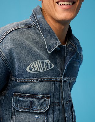 AE | Smiley® Denim Trucker Jacket | American Eagle