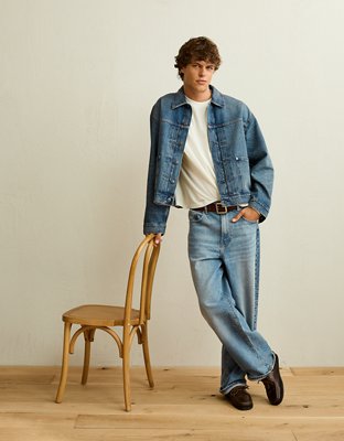 AE Relaxed Fit Denim Utility Jacket | American Eagle