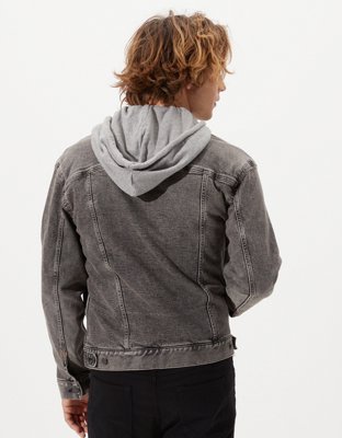 AE Grey Hooded Denim Jacket