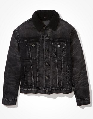 black denim jacket with sherpa lining