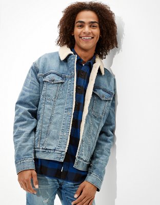 Sherpa denim jacket american hot sale eagle