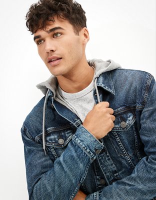 AE Chamarra de denim con capucha