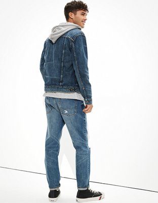 AE Chamarra de denim con capucha