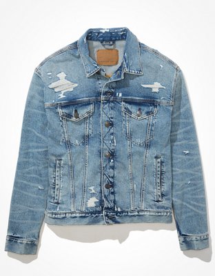 ジャンDISTRESSED DENIM TRACKER JACKET Victorious Men's Classic Distressed Denim Trucker Jean