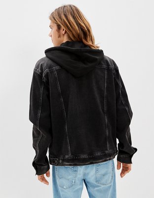 AE Chamarra de denim con capucha