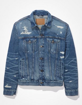 AE Hooded Black Wash Denim Jacket