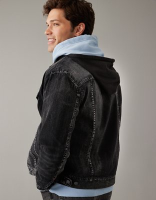 Ae black best sale hooded denim jacket