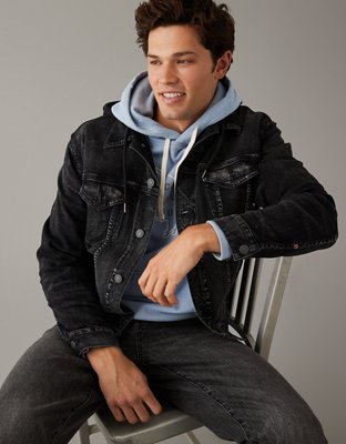 Ae Men's Hooded Denim Trucker Jacket