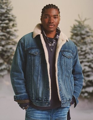 AE Denim Sherpa Trucker Jacket