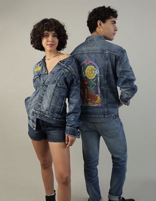 AE x Seher One Chamarra de Camionero Cl sica de Denim del D a de los Muertos