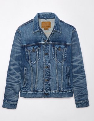 Men Denim Jacket: Tall Stonewash Blue Denim Sherpa Jacket – American Tall