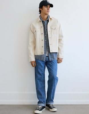 AE Chamarra de denim tipo trucker