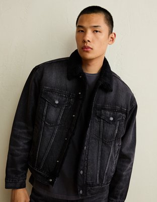 Мужская куртка American Eagle AE Sherpa Denim, цвет: Чёрный — фото 2
