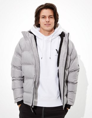 Abrigo American Eagle Parka Hombre Grande Franela Edredón Forrado Piel  Sintética Capucha Chaqueta Esquí