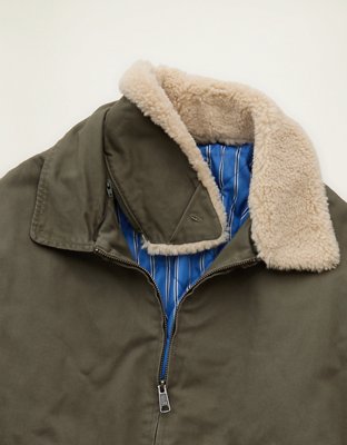 Мужская куртка American Eagle AE Sherpa Bomber, цвет: Оливковый — фото 7