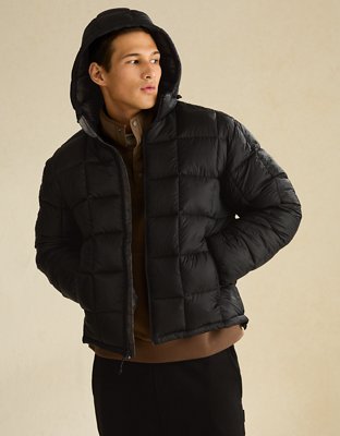 Мужская куртка American Eagle AE Hooded Puffer, цвет: Чёрный — фото 5