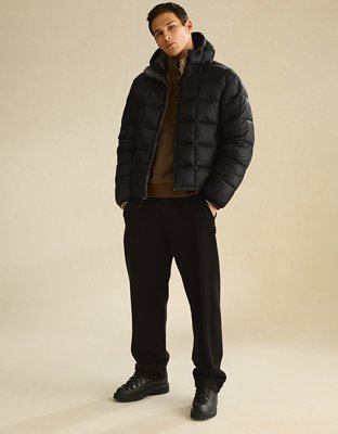 Мужская куртка American Eagle AE Hooded Puffer, цвет: Чёрный