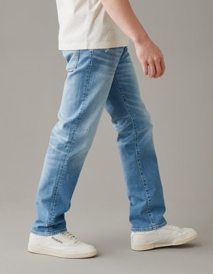 Men Ripped Jeans Slim Straight Fit Denim Jeans Denim Pants With Holes  (36,Light Blue)