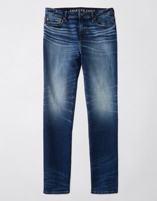 American Eagle Jeans Masculino 31x30 Slim Reta Preto destruído AIRFLEX