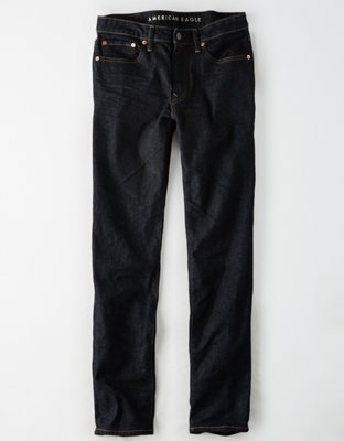 American Eagle Jeans Masculino 31x30 Slim Reta Preto destruído AIRFLEX