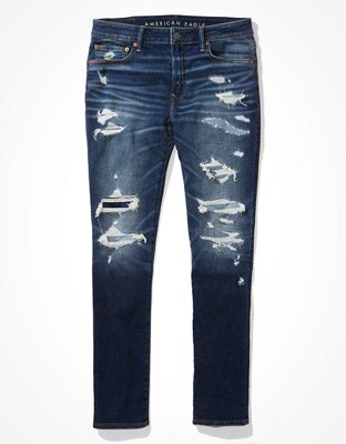 american eagle ripped patched jeans