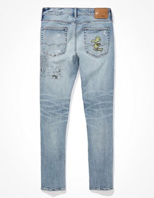 Мужские джинсы American Eagle AE x Peanuts AirFlex+ Patched Slim Jean — фото 4