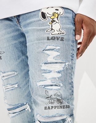 Мужские джинсы American Eagle AE x Peanuts AirFlex+ Patched Slim Jean — фото 6