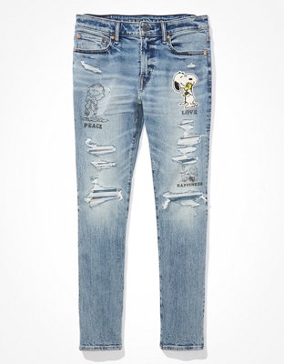 Мужские джинсы American Eagle AE x Peanuts AirFlex+ Patched Slim Jean — фото 3
