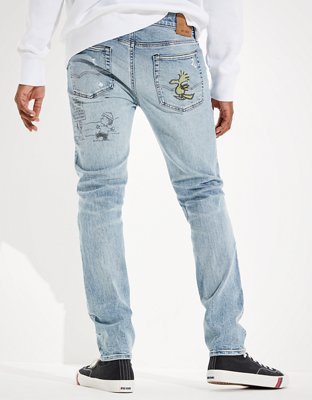 Мужские джинсы American Eagle AE x Peanuts AirFlex+ Patched Slim Jean — фото 2