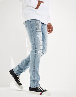 Мужские джинсы American Eagle AE x Peanuts AirFlex+ Patched Slim Jean — фото 5