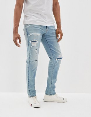 athletic fit distressed jeans