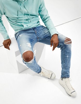 Мужские джинсы American Eagle AE AirFlex+ Clean Tech Ripped Skinny Jean — фото 5