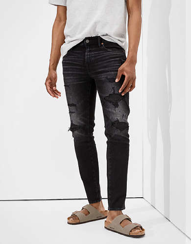 Aces Couture Super Skinny Jeans para Hombre Pantalones Pantalones Pantalones Fit envejecido Caballeros