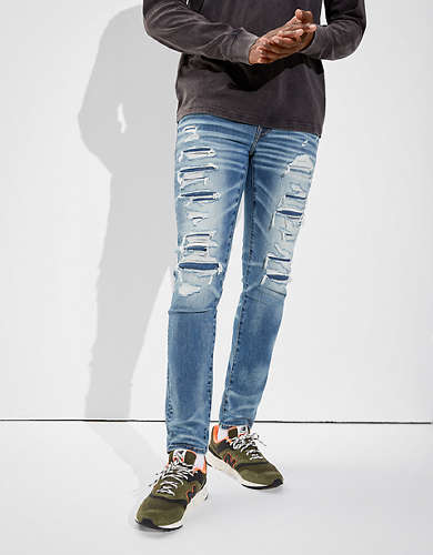 American Eagle Next Level Fit Skinny Blue Jeans Denim Size Waist 32x36 Length