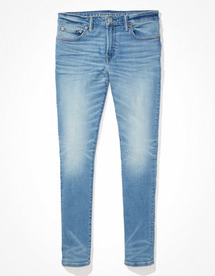 American Eagle Blue Distressed Sparkle Leg Medium Wash Stretch Skinny Jeans  2