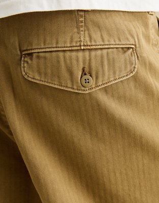 Pantalon kaki plissé lâche à effet usé AE
