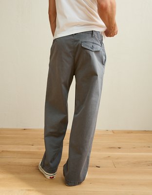 Мужские брюки American Eagle AE Flex Baggy Lived-In Khaki, цвет: Серый — фото 2