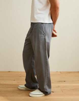 Мужские брюки American Eagle AE Flex Baggy Lived-In Khaki, цвет: Серый — фото 4