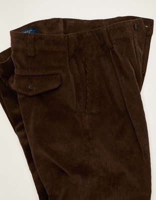 Мужские брюки American Eagle AE Loose Pleated Corduroy, цвет: Коричневый — фото 6