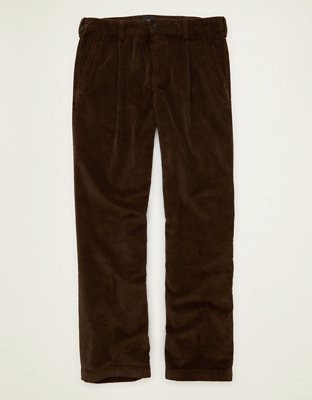 Мужские брюки American Eagle AE Loose Pleated Corduroy, цвет: Коричневый — фото 3