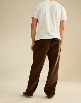 Мужские брюки American Eagle AE Loose Pleated Corduroy, цвет: Коричневый — фото 2