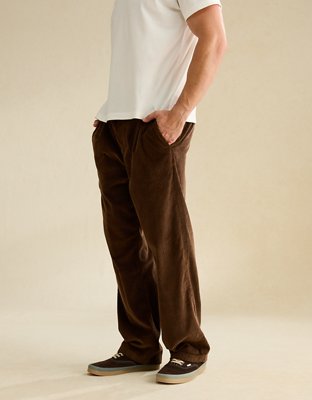 Мужские брюки American Eagle AE Loose Pleated Corduroy, цвет: Коричневый — фото 5