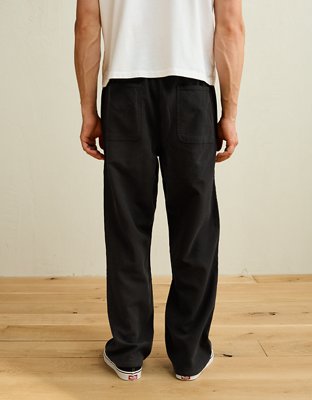 Мужские брюки American Eagle AE ChillTwill Original Straight Pull-On, цвет: Насыщенный чёрный — фото 2