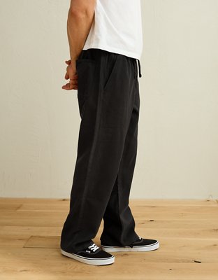 Мужские брюки American Eagle AE ChillTwill Original Straight Pull-On, цвет: Насыщенный чёрный — фото 4