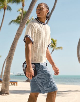 dress shirt and cargo shorts polo shirt + cargo shorts outfit