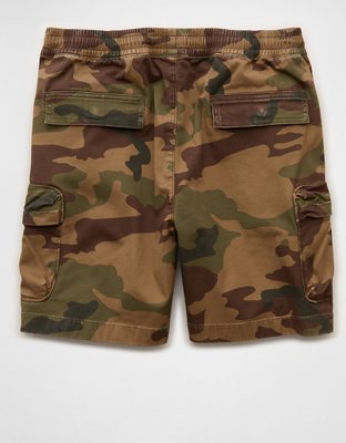 Мужские шорты American Eagle AE 6.5" Flex Lived-In Pull-On Cargo, цвет: Камуфляжный зелёный — фото 4