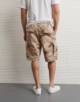Мужские шорты American Eagle AE 12" Flex Lived-In Cargo, цвет: Тёмный рыжевато-коричневый — фото 3