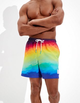 Мужские брюки American Eagle AE 6" Pride Rainbow Tie Dye Swim Trunk — фото 2